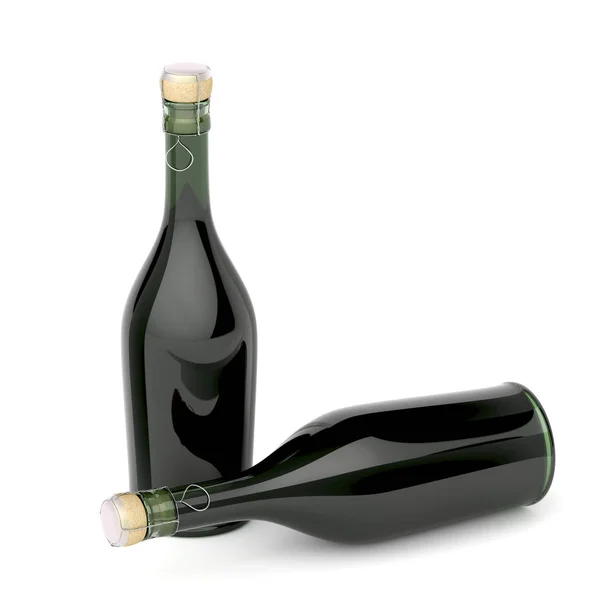 Two Champagne Bottles White Background — Stock Photo, Image