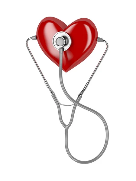 Steteskop Kırmızı Kalp Kavramı Resimle — Stok fotoğraf
