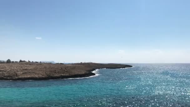 Kust Van Middellandse Zee Buurt Van Vathia Gonia Strand Cyprus — Stockvideo