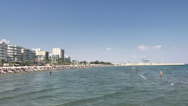 Larnaca Kypr Září 2018 Relaxační Den Finikoudes Beach Larnaka Kypr — Stock video