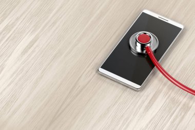 Smartphone ve stetoskop ile kavram görüntü 