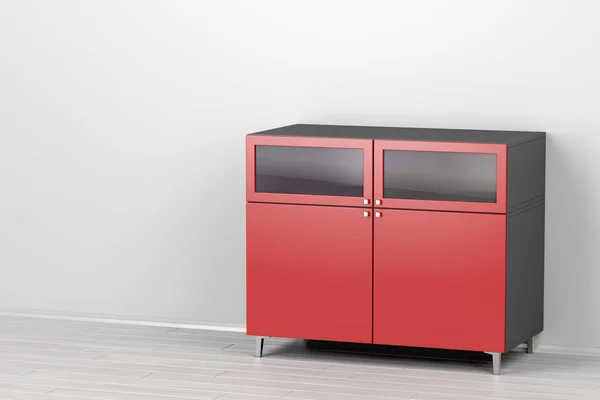 Modern red cabinet in the room