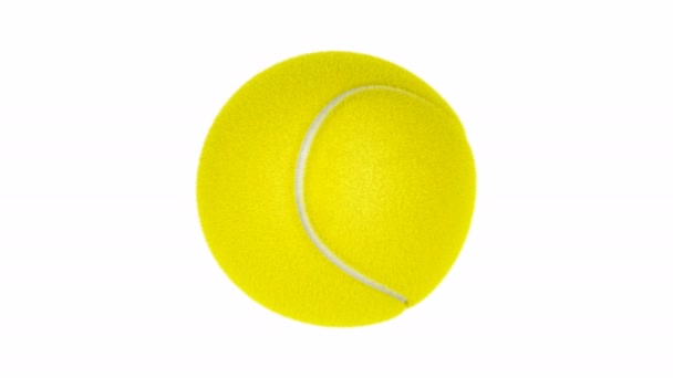 白い背景の上のテニス ボール スピン — ストック動画