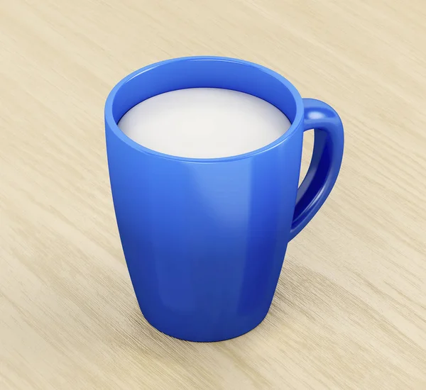 Leche en taza azul — Foto de Stock