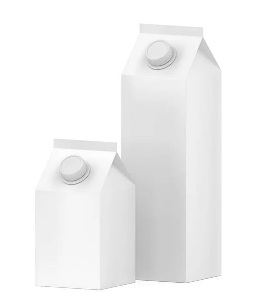 Белые пустые контейнеры для молока — стоковое фото