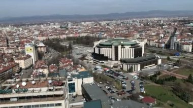 Sofia, Bulgaristan - 07 Mart 2019: bina şehir merkezi, Sofya, Bulgaristan Hava görünümünü Ulusal Kültür Sarayı (Ndk)