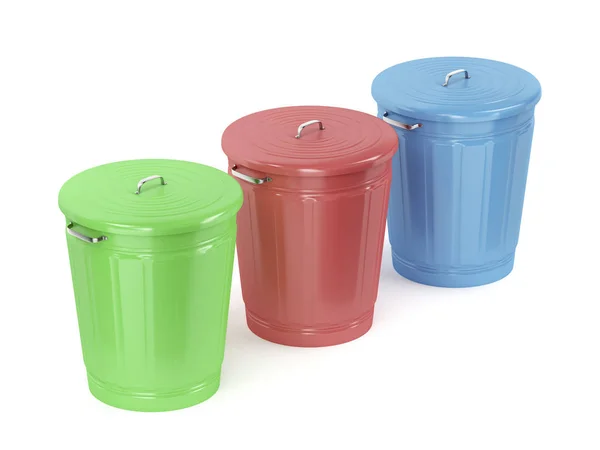 Poubelles vert, rouge et bleu — Photo