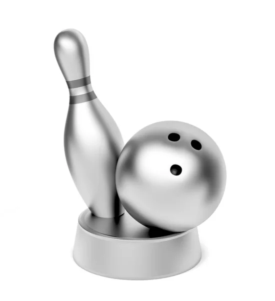 Silver bowling trophy — Stockfoto