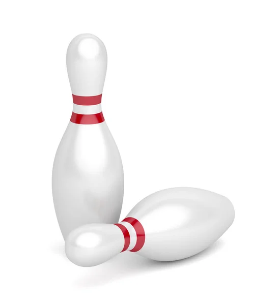 Épingles de bowling sur blanc — Photo