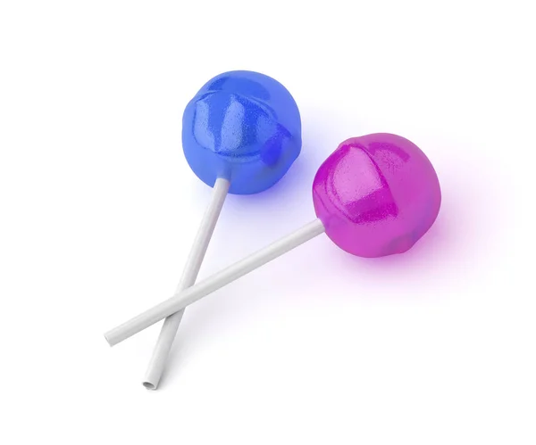 蓝色和粉红色棒棒糖 — 图库照片