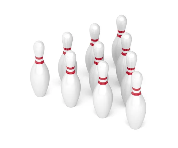 Rader av Bowling stift — Stockfoto