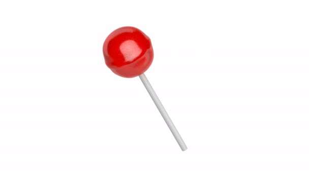 Red Lollipop White Background — Stock Video