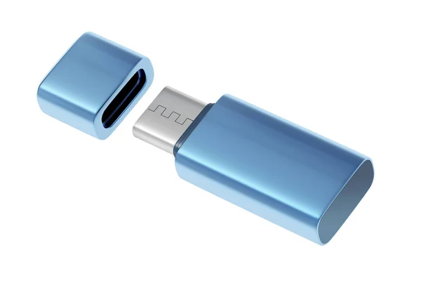 Azul usb-c flash stick — Fotografia de Stock
