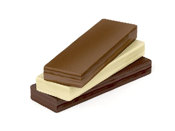 Gaufrettes au chocolat blanc, brun et noir — Photo