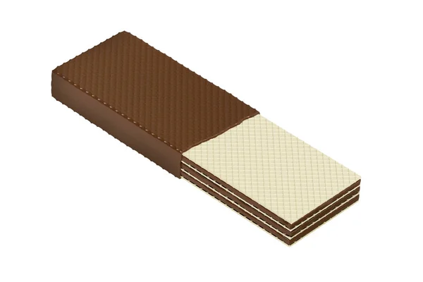 Half bedekte wafer met chocolade — Stockfoto