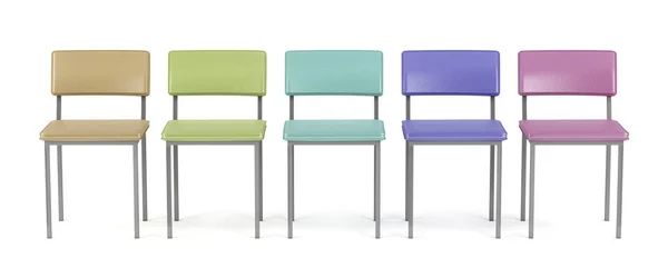 Barevné židle na bílém pozadí — Stock fotografie