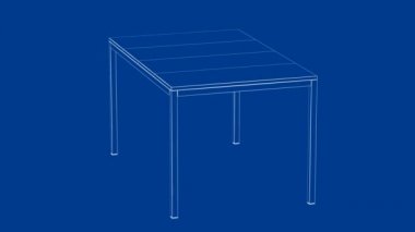 Yemek masasının 3D kablo çerçeve modeli