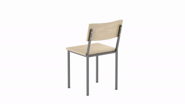 Beyaz Arka Planda Ahşap Metalden Yapılmış Modern Sandalye — Stok video