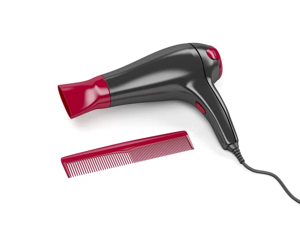 Hair dryer and comb — Stock Photo, Image