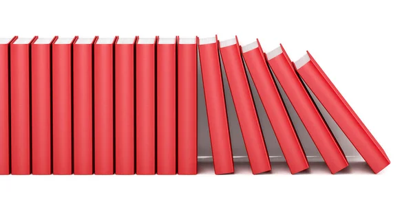 白い背景に赤い本が並ぶ行 — ストック写真