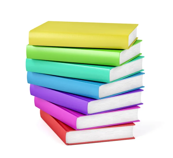 Stack Many Colorful Books White Background — Stock Photo, Image