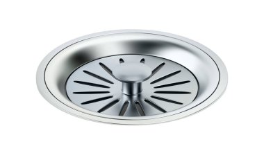 Susturuculu lavabo süzgeci, beyaz arkaplanda izole.