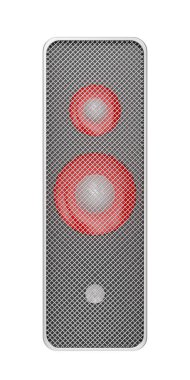 Hoparlörün ön görüntüsü, beyaz arkaplanda izole.