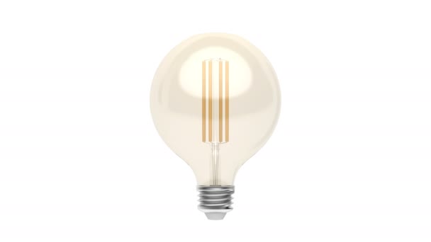 Lampadina Decorativa Led Con Temperatura Colore Bianco Caldo Sfondo Bianco — Video Stock