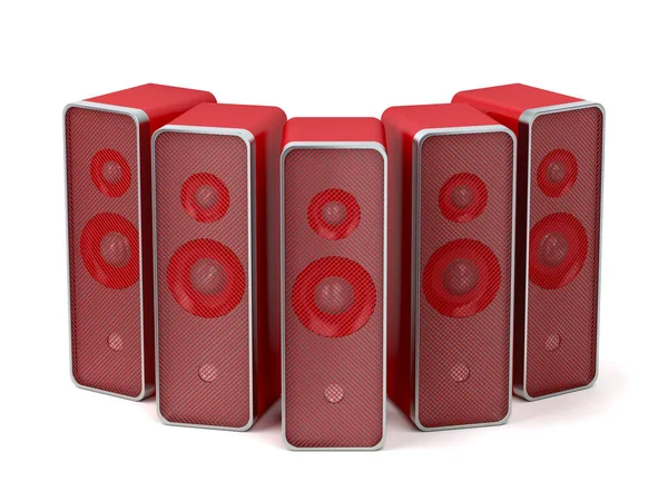 Group Five Red Speakers White Background — Stock Photo, Image