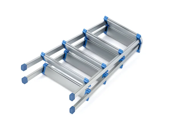 Escalera Plegable Aluminio Sobre Fondo Blanco — Foto de Stock