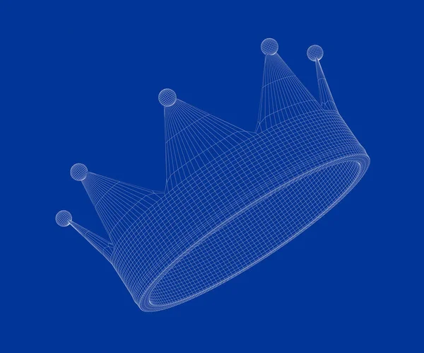 Draht Rahmen Modell Der Krone Auf Blauem Hintergrund — Stockfoto