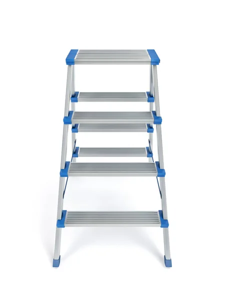 Pequena Escada Alumínio Fundo Branco — Fotografia de Stock