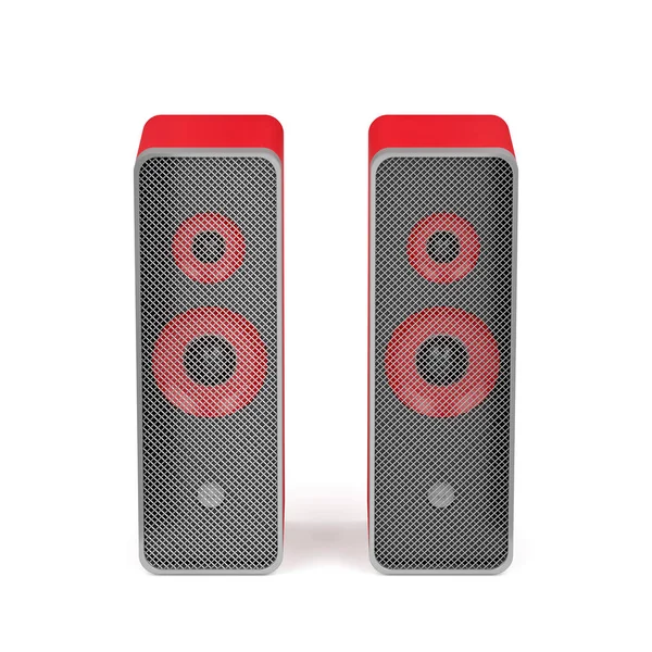 Pair Stereo Computer Speakers White Background Front View — Stock Photo, Image