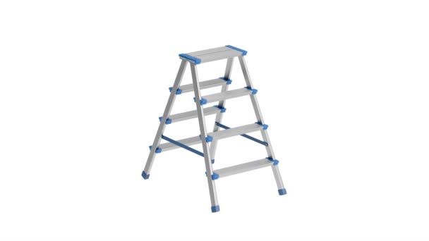 Aluminum Ladder White Background — Stock Video
