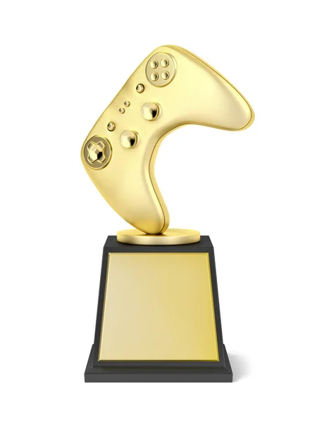 Gold Video Gaming Trophy White Background Front View — Stock Photo, Image