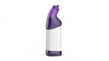 Purple toilet cleaner bottle with blank label on white background