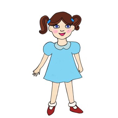 Mavi elbiseli komik küçük kız