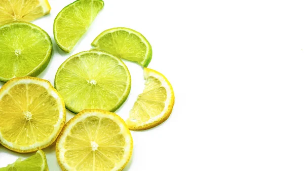 Lime Och Citron Vit Bakgrund — Stockfoto