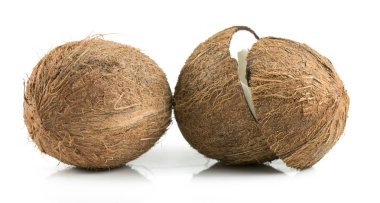 beyaz zemin üzerine Hindistan cevizi