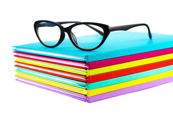 Cuadernos Colores Grandes Gafas Mujer — Foto de Stock