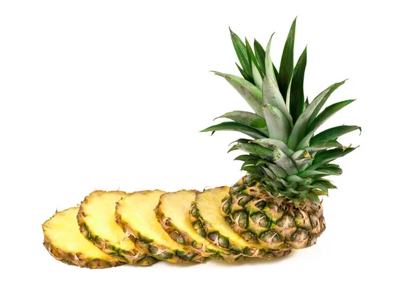 Skär Ananas Vit Bakgrund — Stockfoto