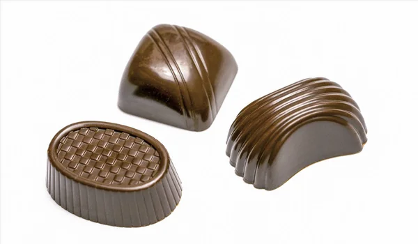 Čokoládové Bonbóny Bílém Pozadí — Stock fotografie