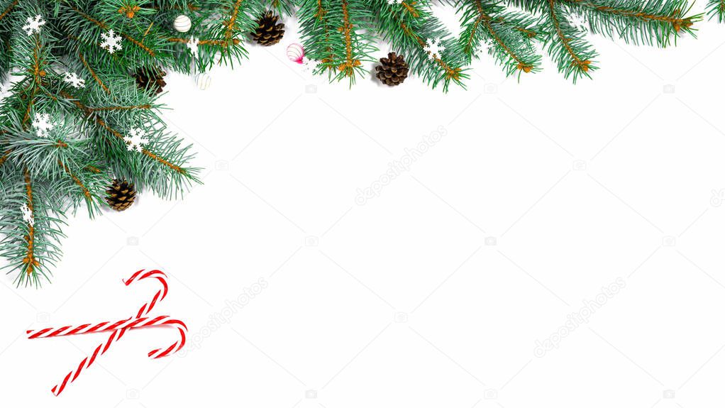 Christmas tree and lollipops on a white background