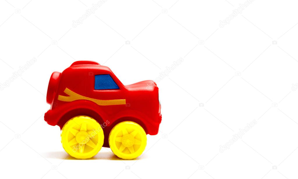 baby red toy on white background
