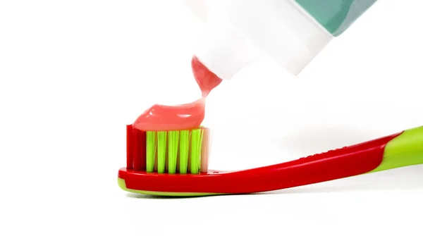 Toothbrush Pasta White Background — Stock Photo, Image