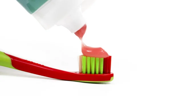 Toothbrush Pasta White Background — Stock Photo, Image