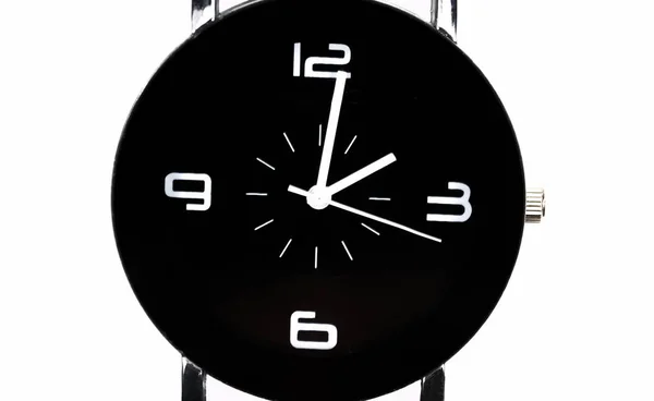Reloj Femenino Negro Sobre Fondo Blanco —  Fotos de Stock