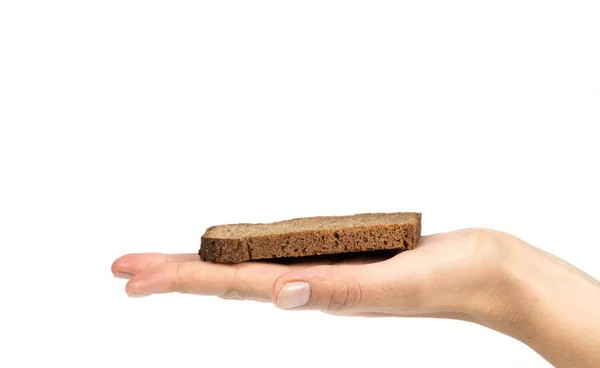 Φέτα Ψωμί Στο Χέρι — Φωτογραφία Αρχείου