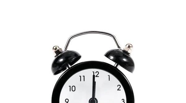 Reloj Despertador Negro Sobre Fondo Blanco —  Fotos de Stock