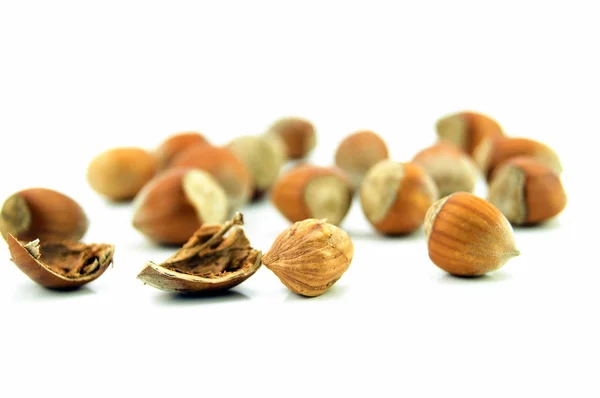 Lískové Ořechy Bílém Pozadí — Stock fotografie